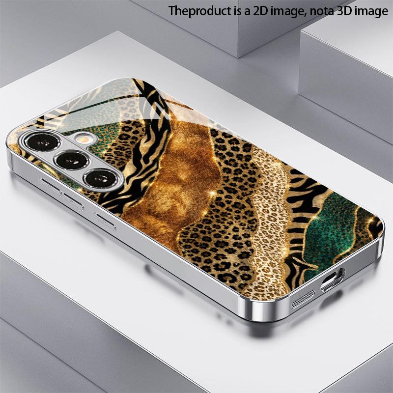 2D чехол для телефона с принтом льва для Samsung S26 S25 S24 S23 S22 S21 S20 A56 A36 A16 Гальванизированная стеклянная защитная крышка