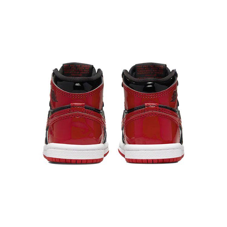 Детские кроссовки Air Jordan 1 Retro High OG TD Patent Bred Black Varsity-Red White AQ2665-063