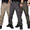 Western Cool Style Men Zip Sports Solid Color Outdoors Tactical Pockets Cargo Pants Work Trousers