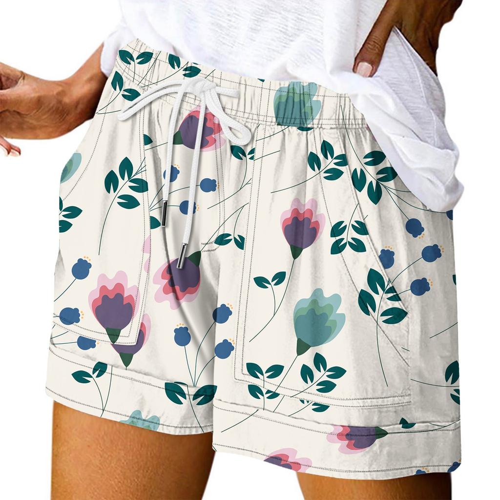 Женские повседневные летние эластичные пляжные шорты с принтом повседневные шорты