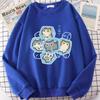 Свитшот с принтом Ice Cat Fun Cartoons для женщин Harajuku Crewneck Hoodie с осенними принтами Sportswear Hip Hop Loose Hoody Pullovers & Long Sleeves Womens