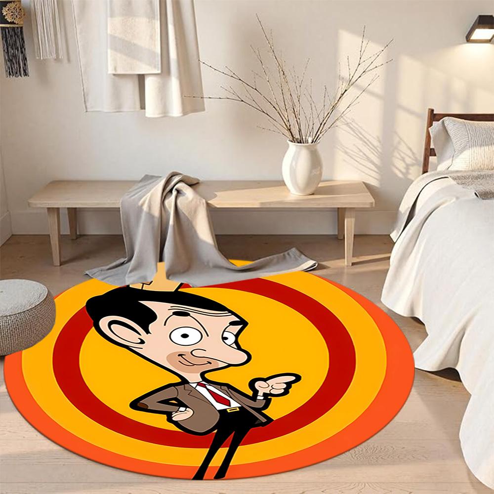 Mr. Bean Round Area Rug Perfect for Study room Living Rooms Dining Room Dormitory Antislip Round Carpet Office home decor Gift for Festivals
