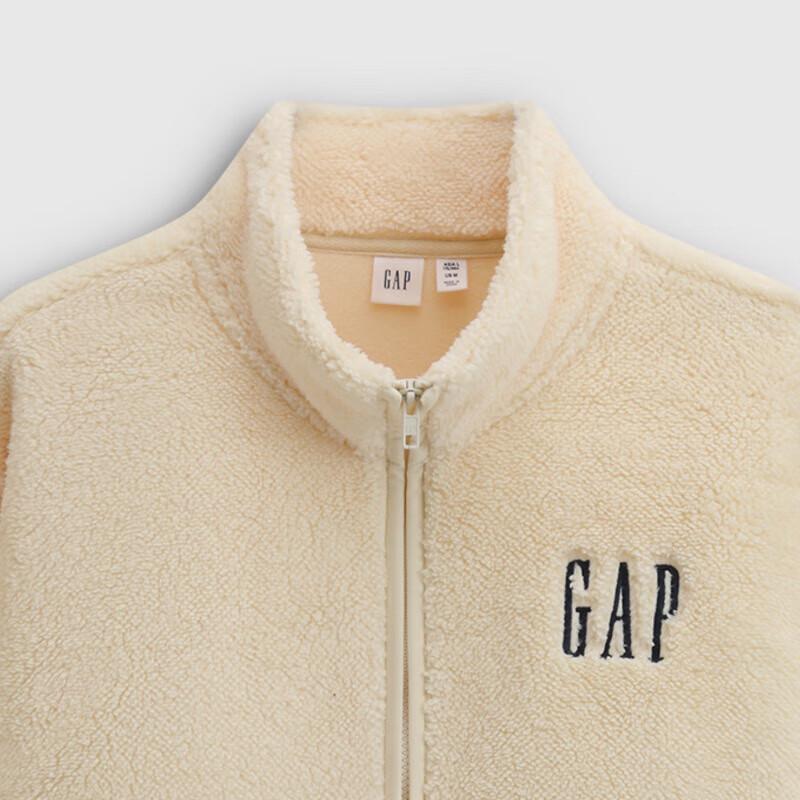 Толстовка GAP унисекс свободного кроя с логотипом, плюшевая, на молнии, со стойкой