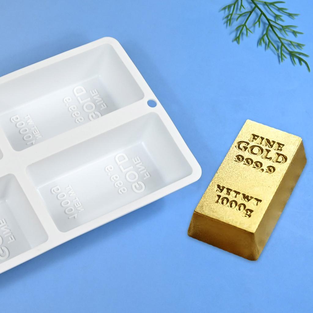 Gold Brick Shape Silicone Molds Making Mousses Cake Molds Decorating Baking Tool for Making Chocolate Fondant Dessert