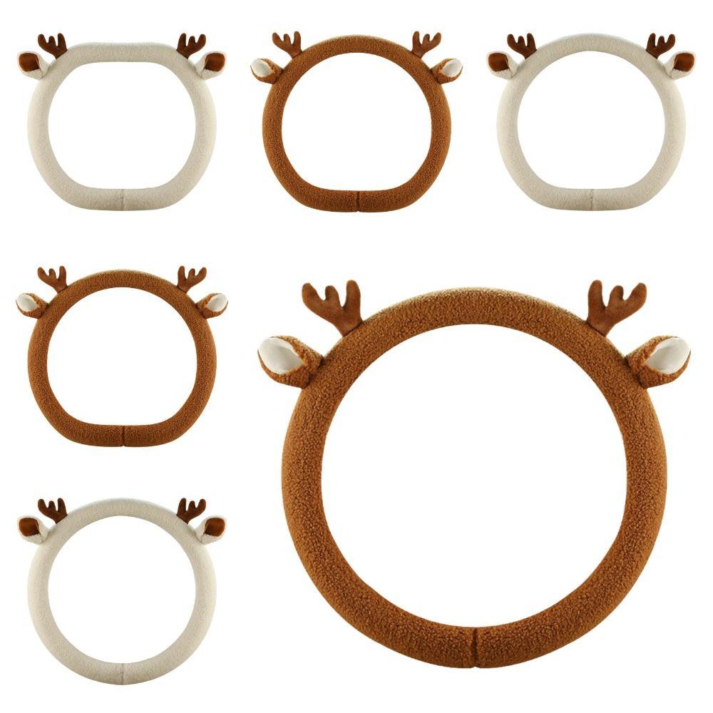 Warm Car Steering Wheel Cover Anti-Slip Reindeer Antler Steering Wheel Cover Four Seasons