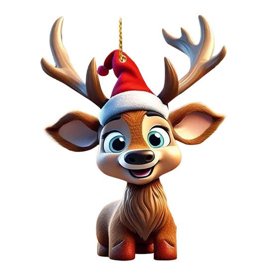 Рождественский олень подвеска акриловый 2D плоский олень подвесное украшение мультяшный Санта олень шапка