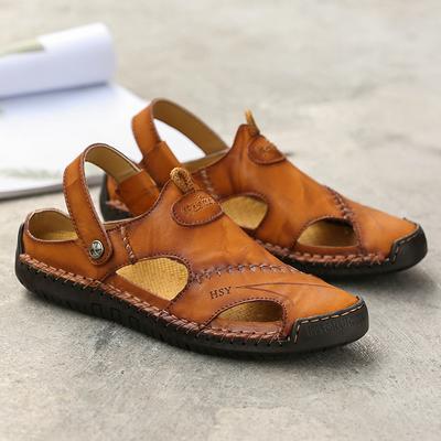 Модные классические летние мужские сандалии из натуральной кожи, мягкие дышащие туфли, дизайнерские пляжные римские брендовые сандалии, кожаные мужские сандалии, шлепанцы