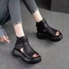 Fashion New Women Sandals Roman High Heels Shoe Ladies Vintage Genuine Leather Thick Bottom Sandalias Mujer Sapato Feminino Footwear