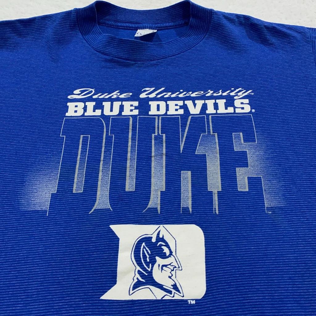 Винтажная футболка DUKE UNIVERSITY BLUE DEVILS в полоску 90-х годов L/XL ncaa