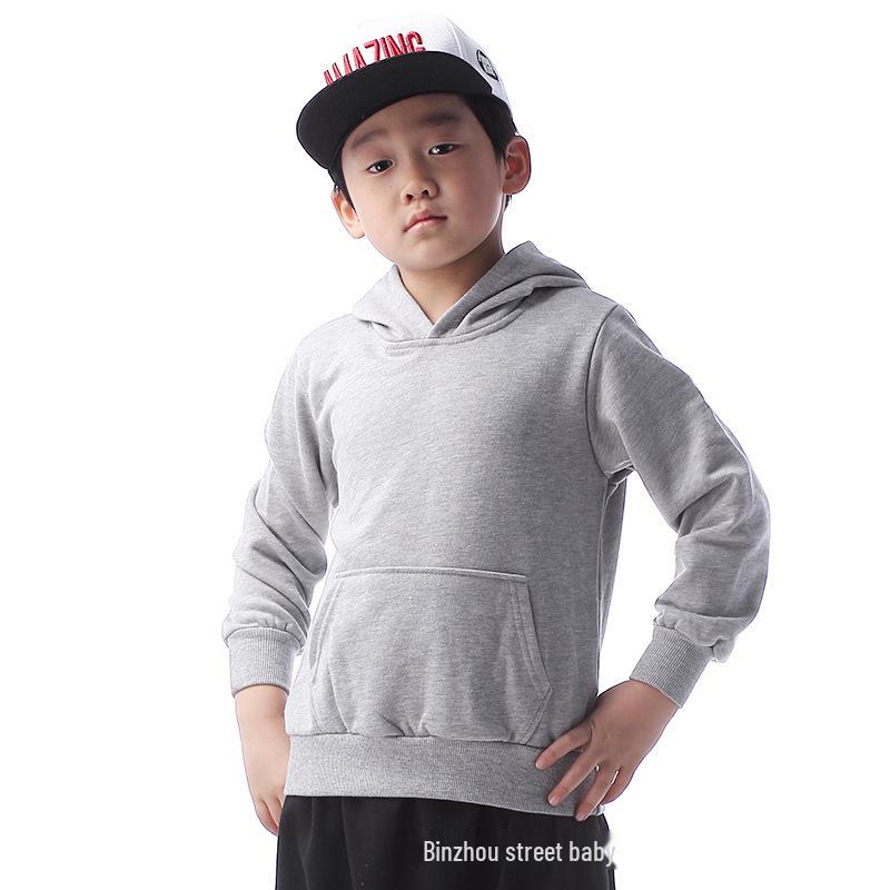 Custom Kids' Street Dance Hoodie - Fleece Lined, Thickened for Autumn/Winter, Solid Color, Hip Hop Performance Wear.