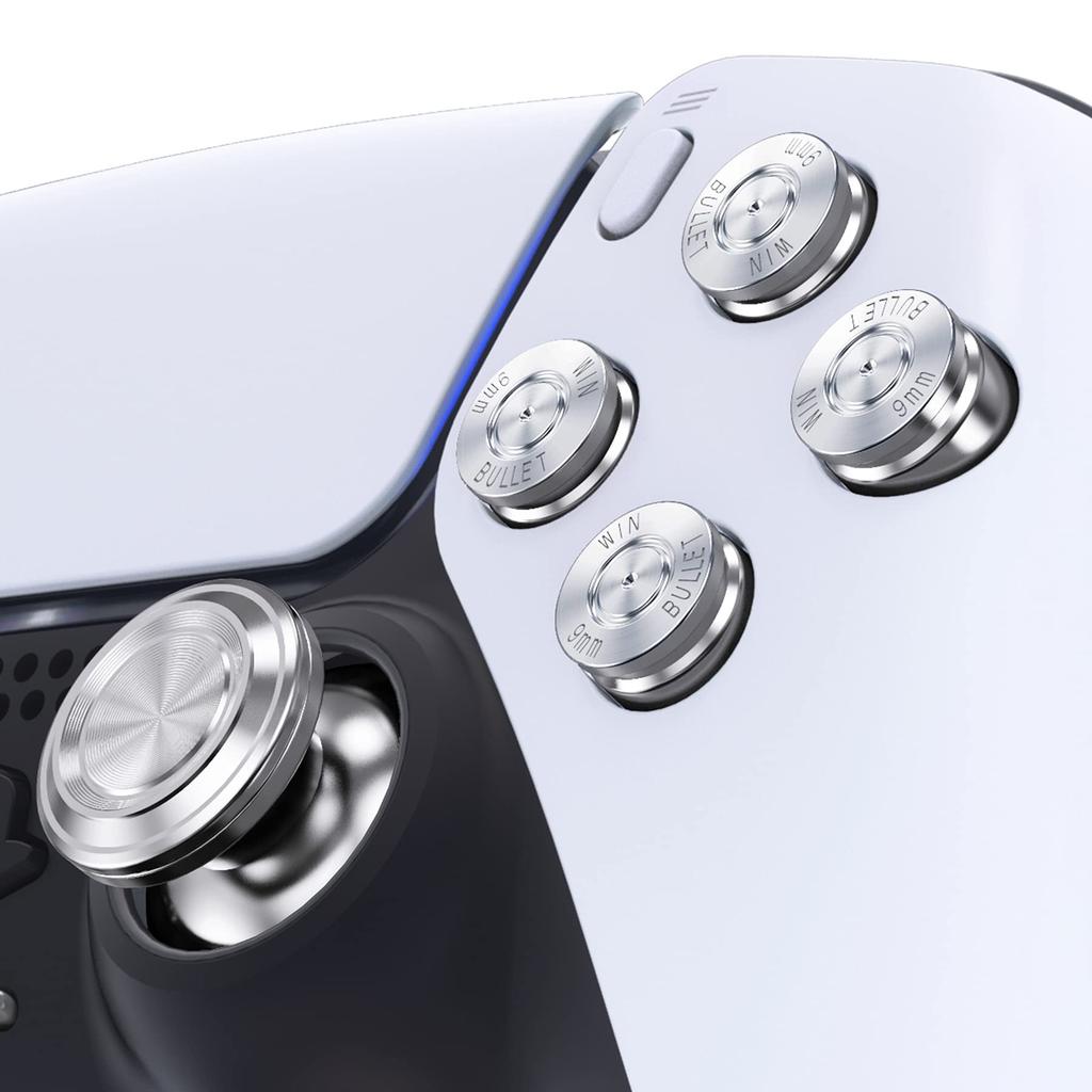 EXtremeRate Металлический джойстик ABXY Кнопка для Совместимости с PS5 Пользовательские сменные алюминиевые аналоговые кнопки действий джойстика Кнопки направления для