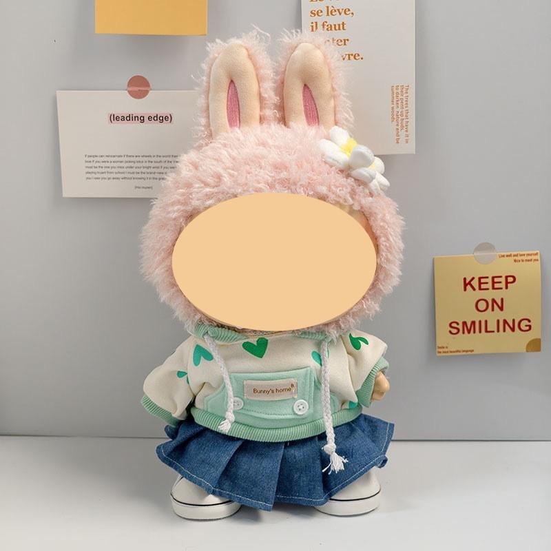 [Cloth  Only]  Sweatshirt Dress Set for 38cm Plush Doll, Including Sweatshirt, Jean Skirt,white Canvas Shoes and Denim Backpack
