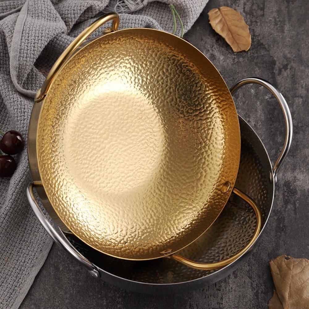 304 Stainless Steel Korean-style Seafood Paella Pan Non-stick Kitchen Cooking Pan Noodle