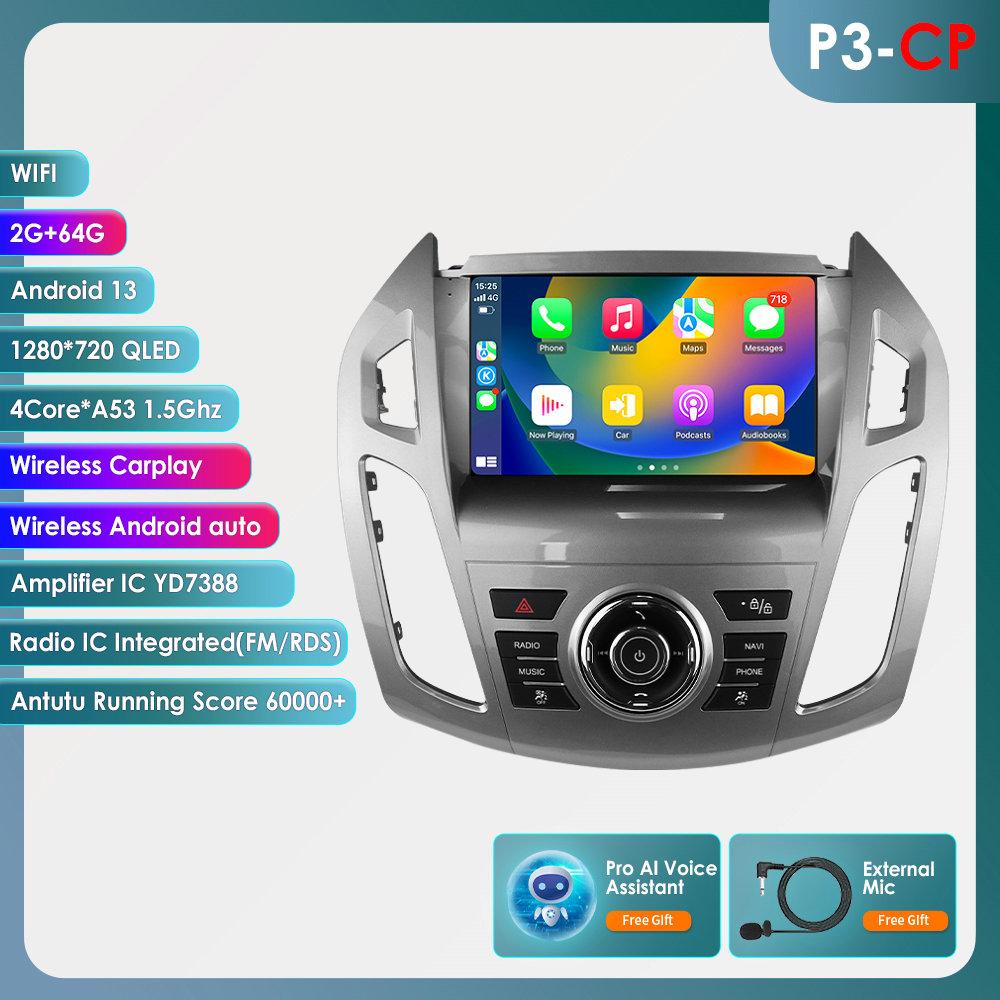 Hizpo 9-дюймовый Carplay 4G 2 Din Android 13 автомобильное радио для Ford Transit Connect 2013 - 2018 Ford Tourneo Connect Мультимедиа Видео GPS Интеллектуальный экран