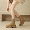 Knitted Spliced Single Boots Women's Fashion Round Toe Sleeve Platform Anti-Slip Wear-Resistant Short Shoe