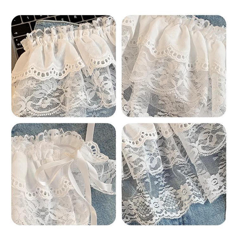 Женская Мода Балетная Кружевная Юбка-Оверскёрт Корейский Стиль Многослойная Юбка-Обертка Прозрачная Танцевальная Мини-Юбка Занавеска-Пердеж