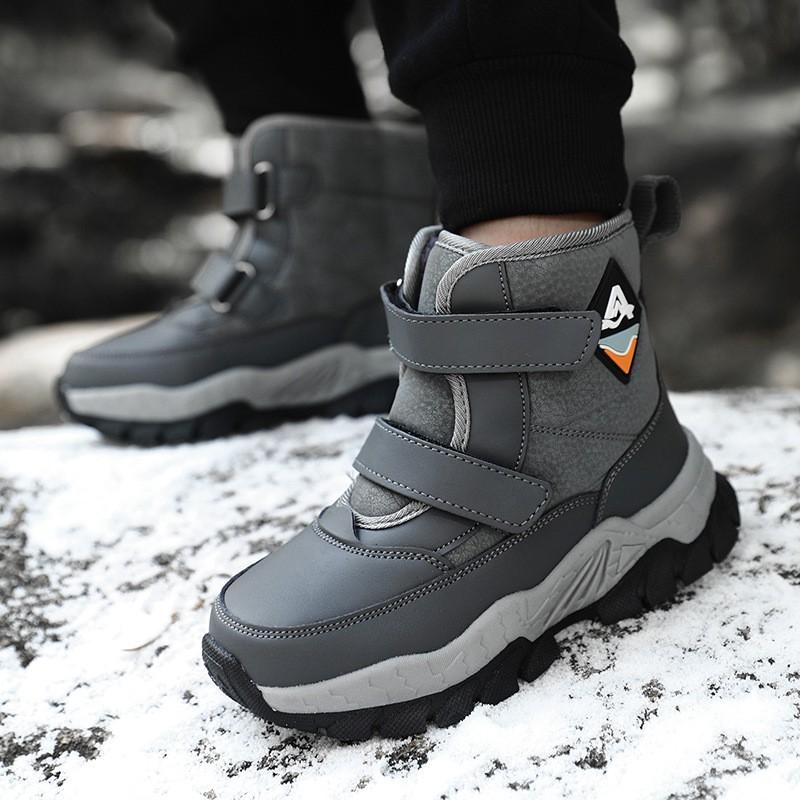 Kids Winter Snow Boots Boys Girls Thick Warm Fleece Lined High Top Ankle Non-Slip TPR Sole