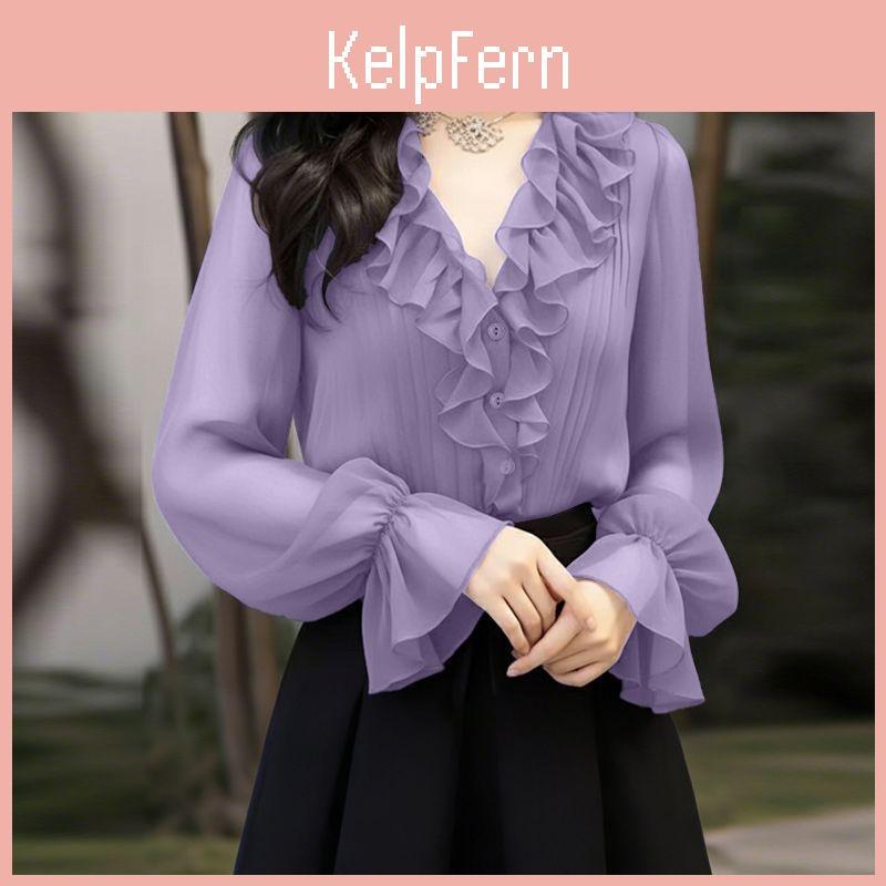 Loose Ruffles Zanzea Women Vneck Casual Long Sleeve Blouse