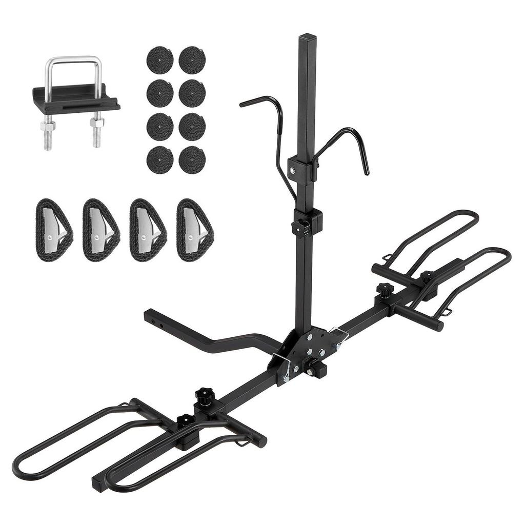Hitch Mount Bike Rack, 2-Bike Platform Style, 80 LBS Max Capacity Bike Rack Hitch for 1.25-/2-inch Receiver, Titling and Folding Bike Carrier with