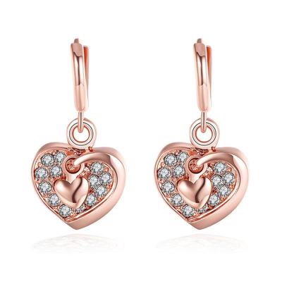 Серьги-капли из розового золота с сердцем Aaa из серебра 925 пробы для женщин, свадебные украшения, подарки