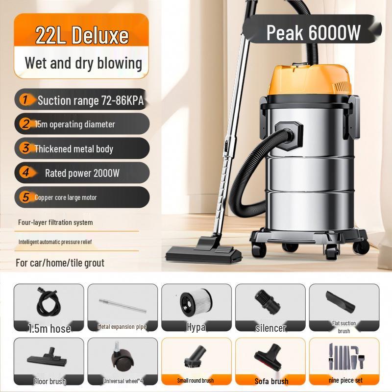 High-Suction Industrial Vacuum Cleaner for Home - Compact Wet & Dry Use, Grout Cleaning, Car Wash; Free Shipping