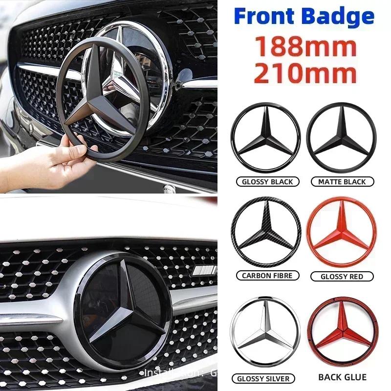 ZPU1 1pcs 188mm 210mm ABS Car Front Grille Badge Decal Cover Emblem For Mercedes Benz A/B/C/E/S Class GLA CLA GLE GLK CLK CLS GLS GLC