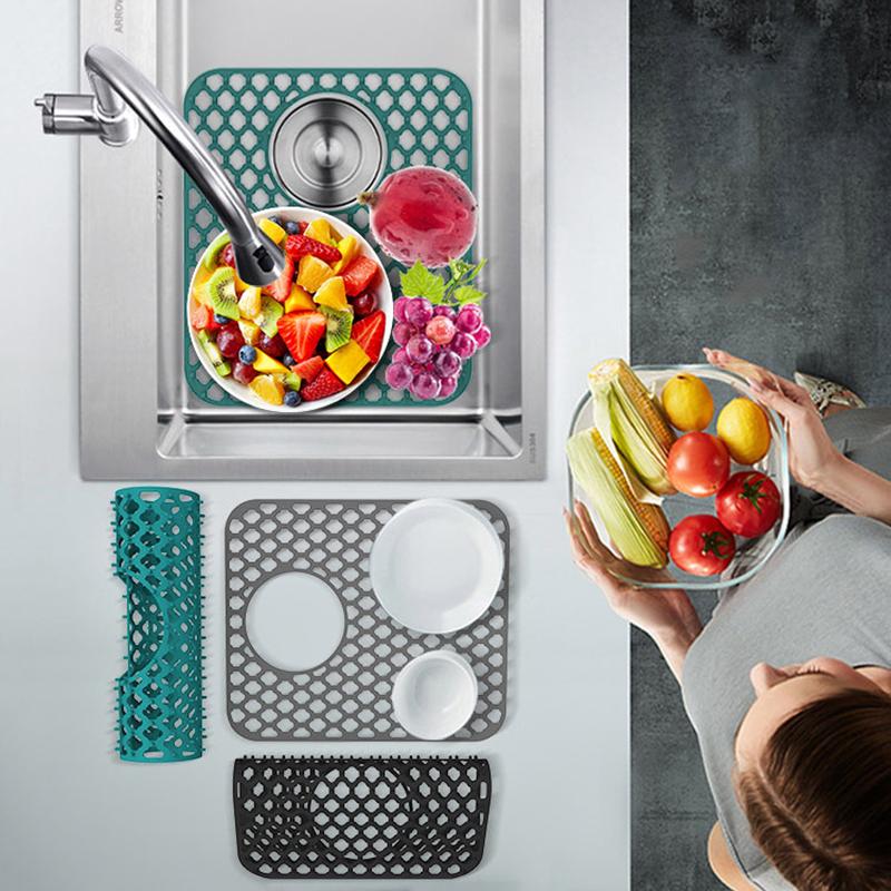 Silicone Sink Protectors For Kitchen Sink,Kitchen Sink With Center Drain Grid Accessory, Non-Slip Heat-Resistant Mat