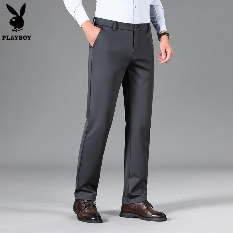 PLAYBOY Мужские легкие брюки прямого кроя в стиле business casual