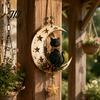 Unique Gift for Cat Owners Crescent Moon Black Hanging Ornament, on Wall Decor, Decor Rustic Star Door Window Pendant Gothic Farmhouse Room Decoration