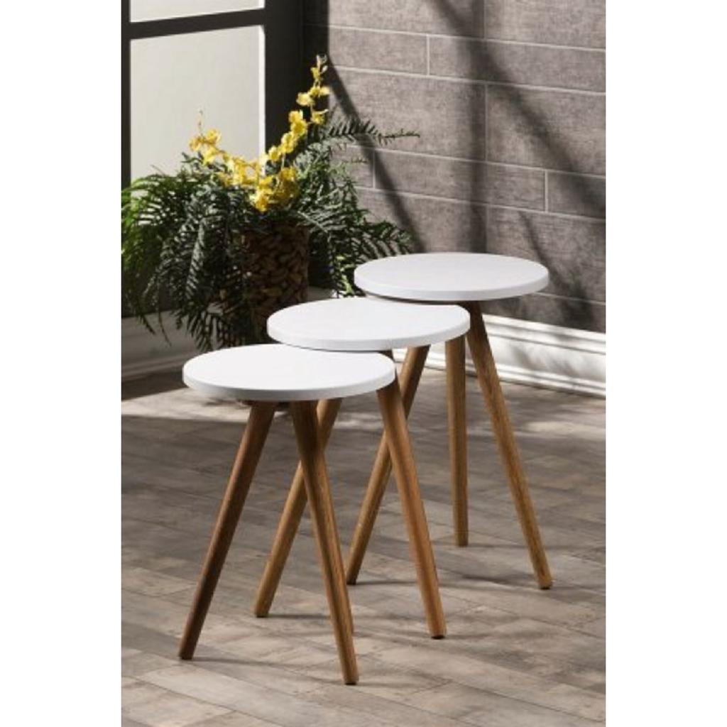 Столик для раскладывания 3 предмета Деревянный Оригинальный Точеная ножка Белый