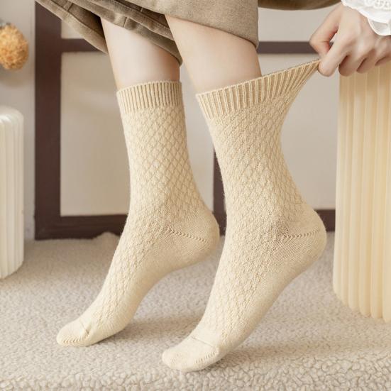 6 пар носков-тапочек, осенне-зимние однотонные утолщенные теплые носки, высокие носки базового дизайна для вязания