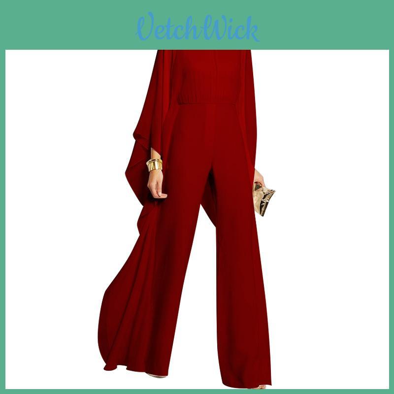 Elegant Women Splicing O-neck Pullover Jumpsuit With Batwing Long Sleeves And High Waist Zipper