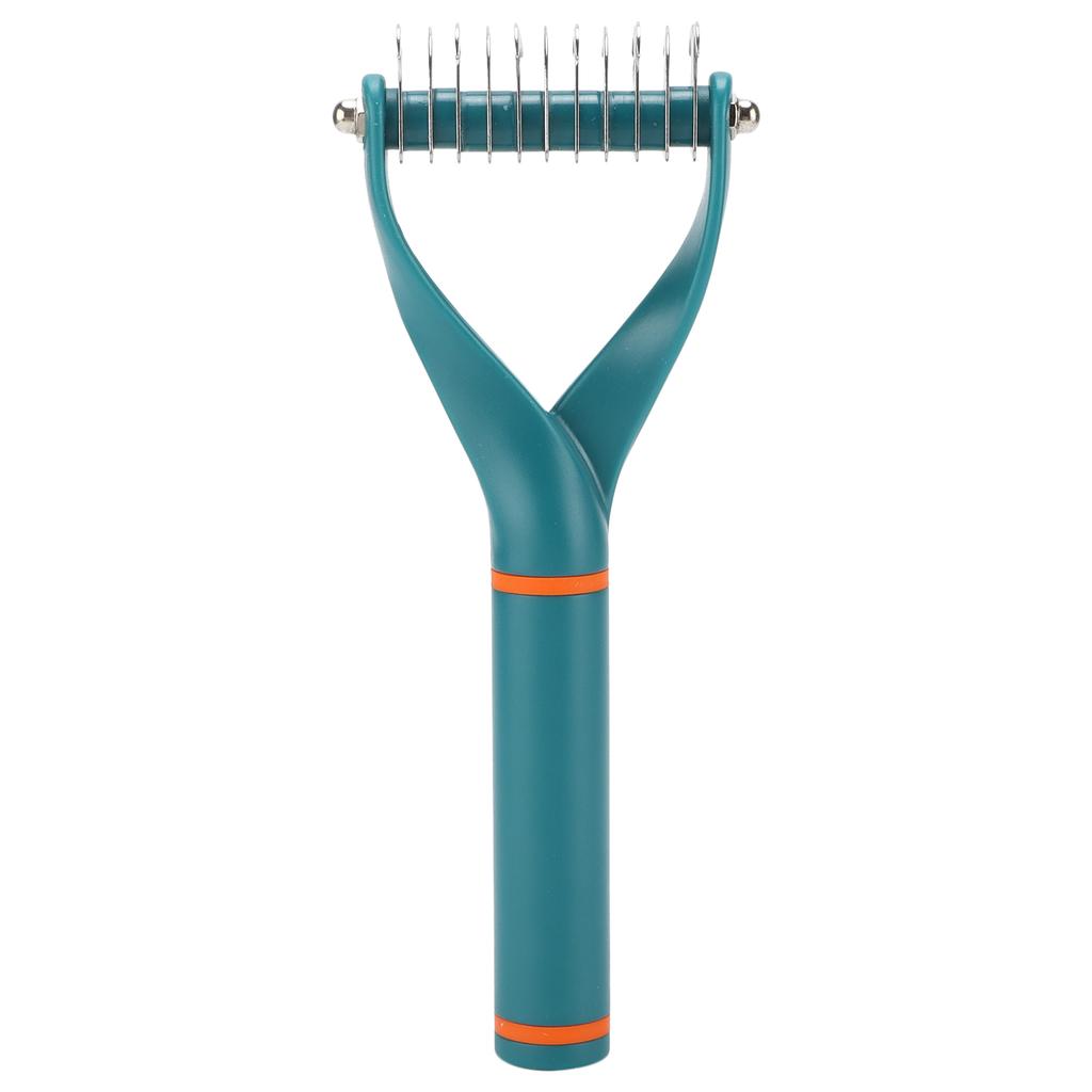 Pet Hair Removal Rake Y Shaped Double Sides Pet Under Hair Rake Comb Dog Dematting ToolsL Dark Green