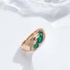 Luxury Green Zircon Golden Rings For Women Party Daily Statement Jewelry