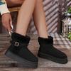 Soft Non Slip Thick Bottom Furry Snow Boots Women 2025 Winter Warm Fluffy Fur Ankle Boots with Platform Metal Buckle Plush Shoes