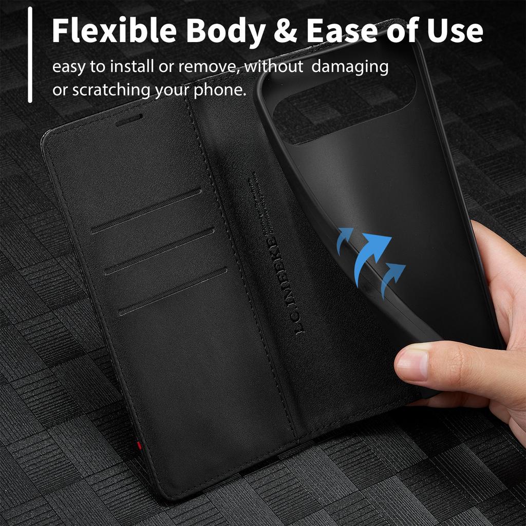 LC.IMEEKE For Google Pixel 10 Pro XL Wallet Case Carbon Fiber Texture Leather Phone Cover