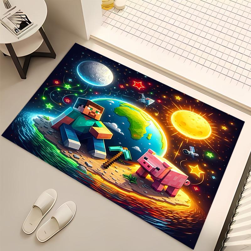 1pc Blocky pixel game Print Area Rug - Soft, Washable Non-Slip Indoor Mat, Living Room, Home Office Decorative Rug,Office Decorative