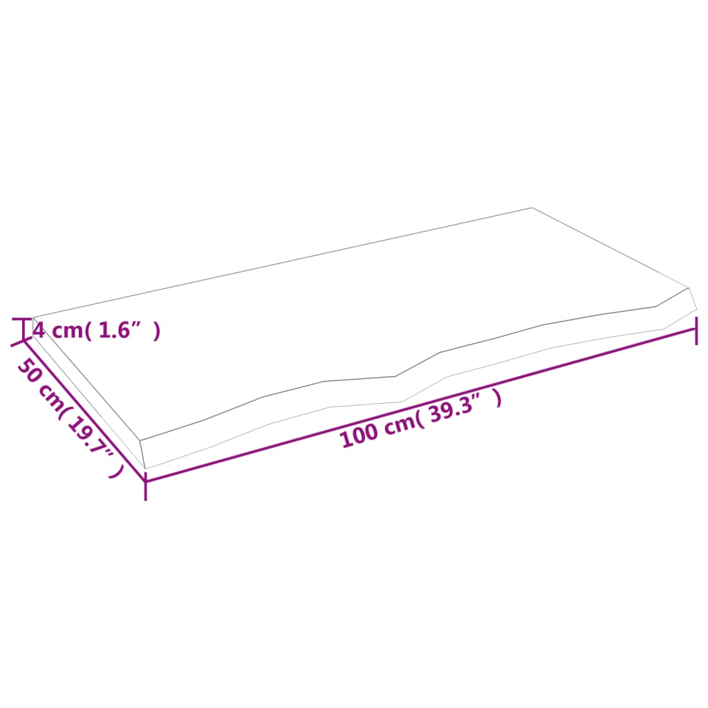 Vidaxl Blat Stołu, Ciemnobrązowy, 100X50X(2-4) Cm, Lite Drewno Dębowe