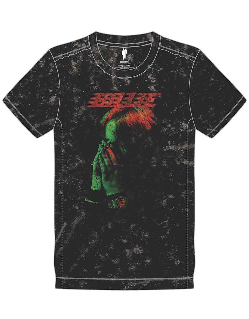 Billie Eilish T Shirt Hands Face Logo new Official Unisex Black Snow Wash