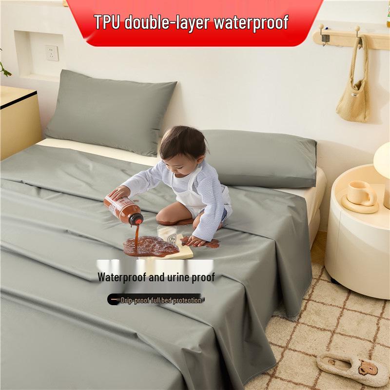 Waterproof Machine-Washable Bed Sheet for Children and Elderly - Anti-Incontinence Urine Pad, Soft Napped White Bedspread, Single Piece.