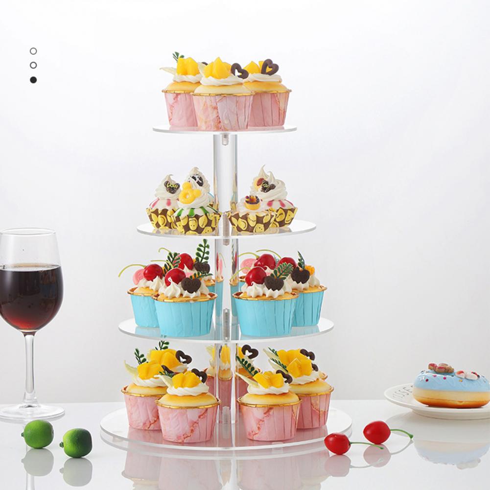 Space-saving 1 Set Helpful Clear Party Wedding Cupcake Tower Acrylic Cake Stand Round Party Supplies