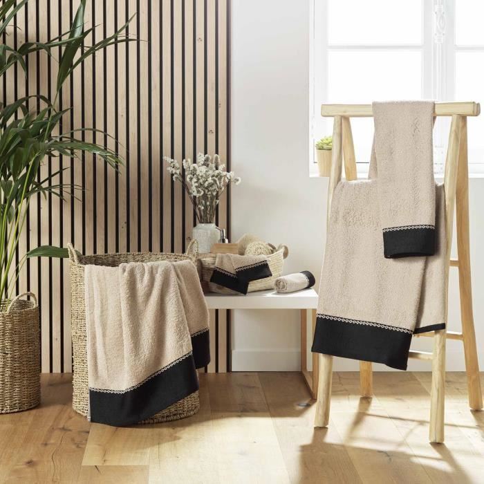 Gants de toilette - Majestic - Sable - Lot de 2 - 100% coton éponge - 15 x 21 cm