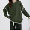 New Autumn and Winter Black and White Contrasting Color Edge Crew Neck Sweater Women's Simple Versatile Loose Lazy Wind Knitted Sweater