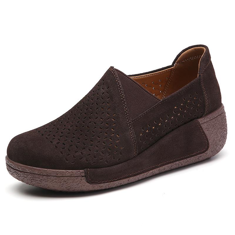 Женские лоферы из коровьей замши, осенняя женская обувь, кроссовки на платформе на плоской подошве, женские мокасины, женские туфли на толстой подошве без шнуровки