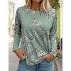 Women's White Long-sleeved Tops Round Neck Casual Tops 3d Printed Flowers Fashion Stickers Printed Women's Long-sleeved T-shirt