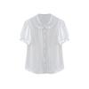 Blouse Lolita Shirt Short Sleeve Top Summer Cute White Women's (S White)
