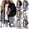 (FS) Women's Jacket Denim Jacket Long Sleeve Plaid Button Down Shirt Jacket Top