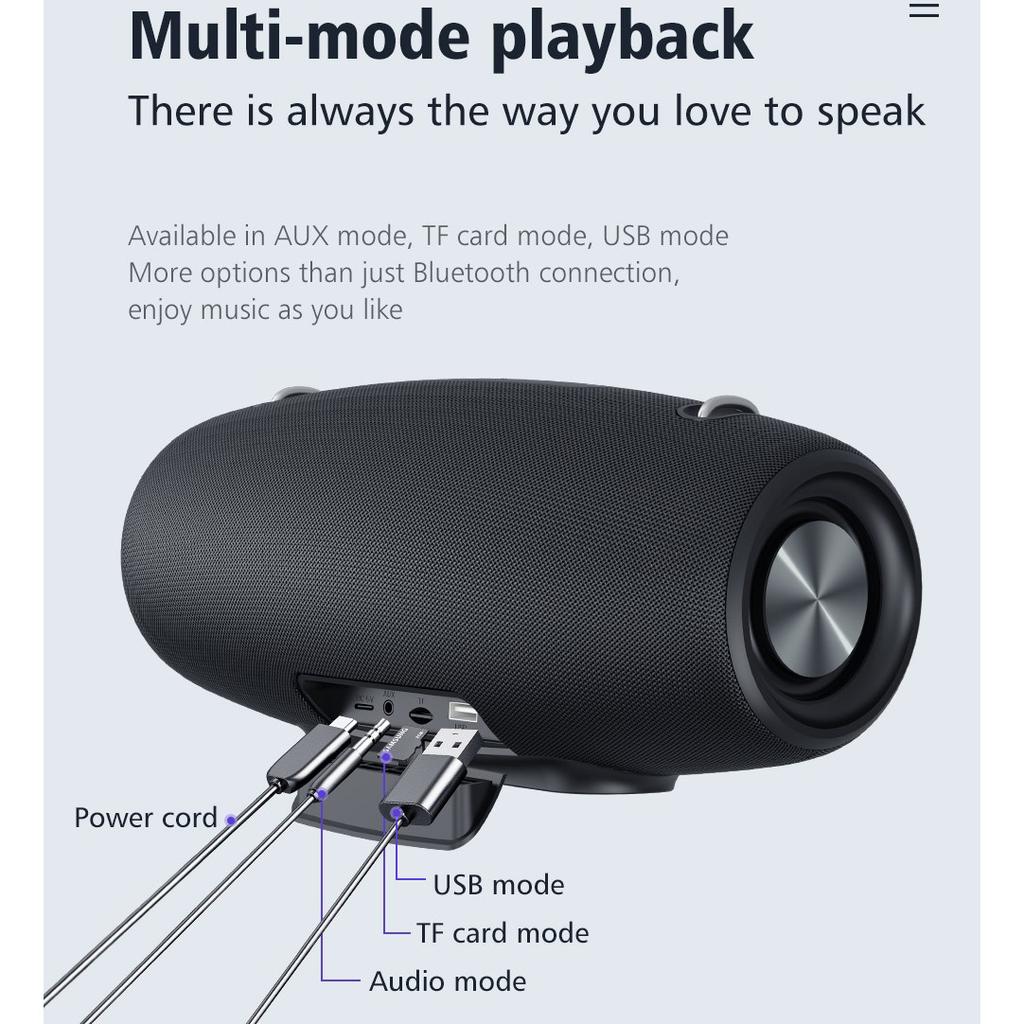 Bluetooth-динамики, 60 Вт портативный динамик громкий, водонепроницаемый наружный Bluetooth-динамик IPX6, 40 часов воспроизведения, глубокий бас, стерео, эквалайзер, динамики Bluetooth беспроводные