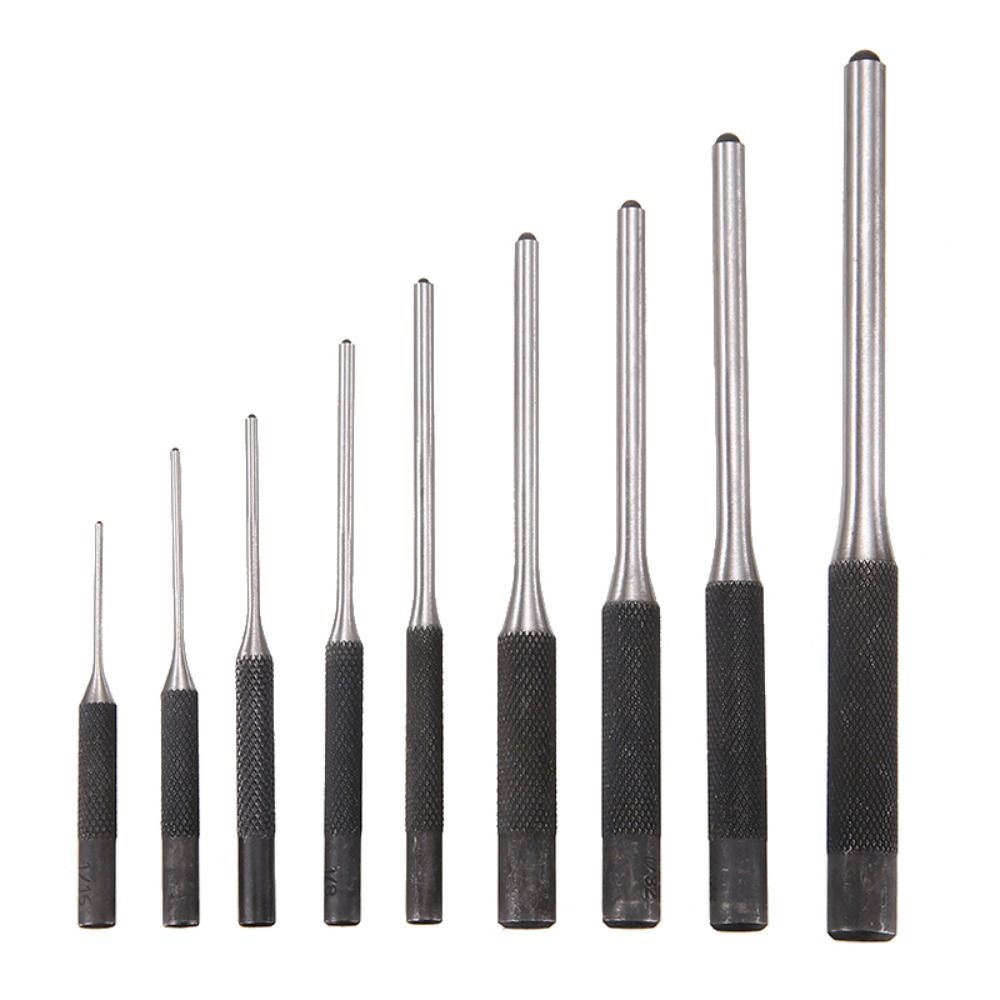 Craft 9pcs/Set Round Head Heavy Duty Multi Size Punch Locator Pin Punch Roll Pins Punch Gouge Tools