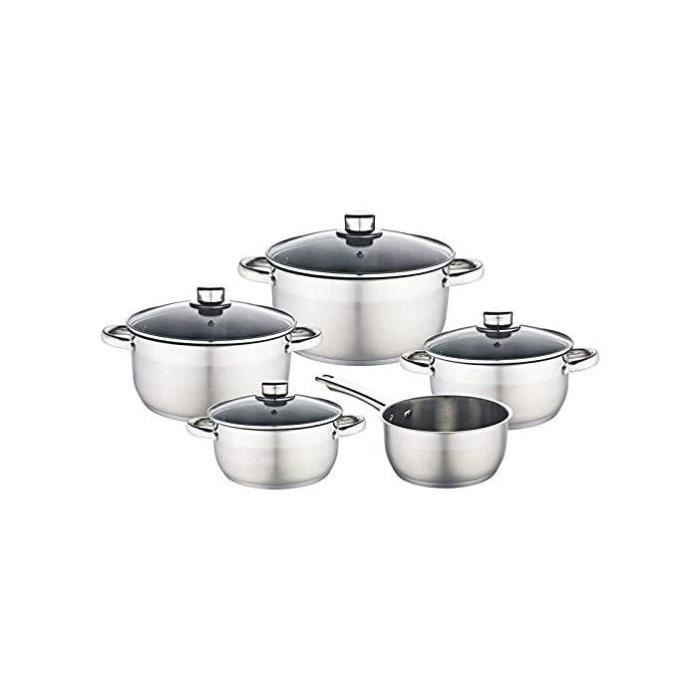 Batterie de cuisine - BAUMALU - 341979 - Inox - 9 pieces - Tous feux dont induction